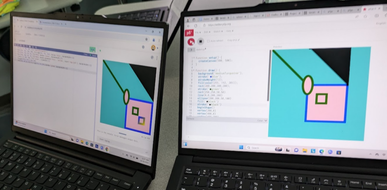 Python on the left, p5.js on the right